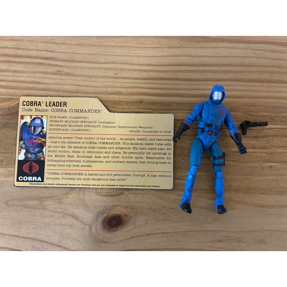GI Joe Cobra Commander Action Figure with File Card and Weapon Accessory Blue